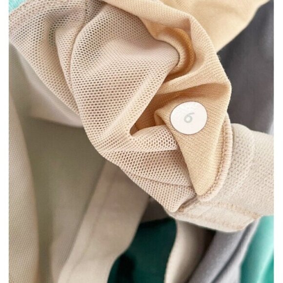 Lululemon Scoop Neck Tank Top Turquoise Gray Mesh T Back Women's Size 6 No Pads - Picture 7 of 8